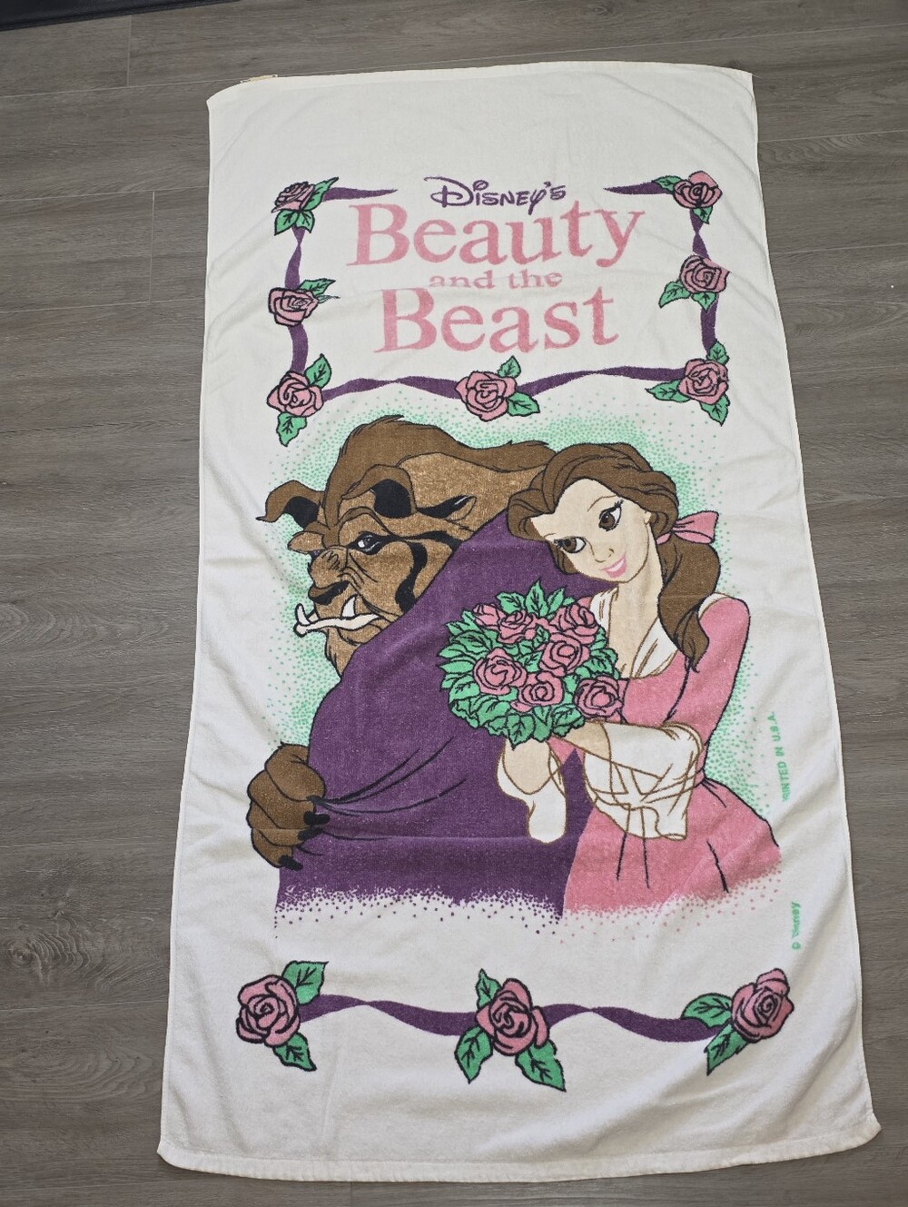 Vintage 90's Disney's Beauty And The Beast Beach Towel Belle Beast Franco